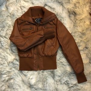 Ambiance Faux Leather Bomber Jacket